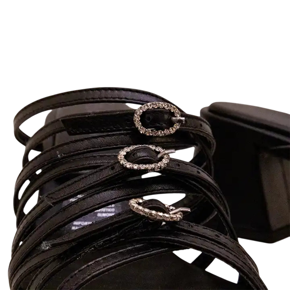 Sandalia Salto Couro Caseinado