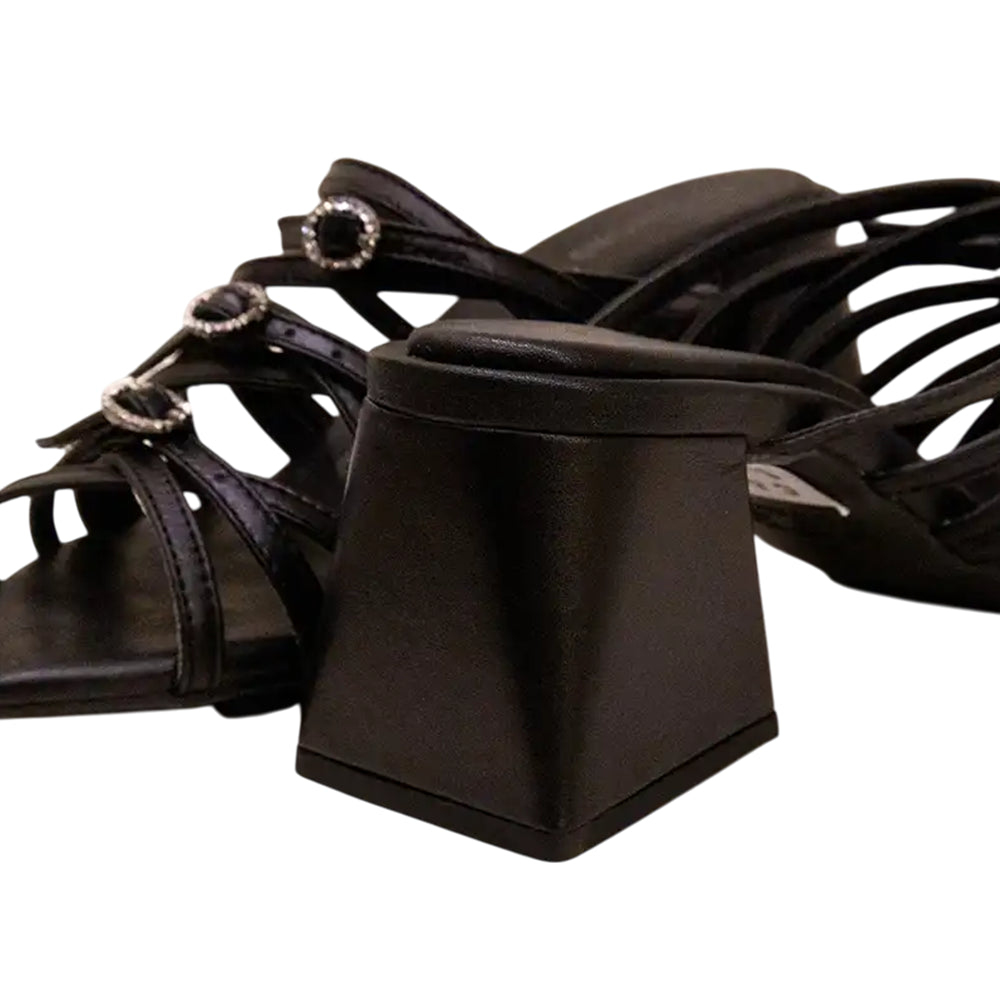 Sandalia Salto Couro Caseinado